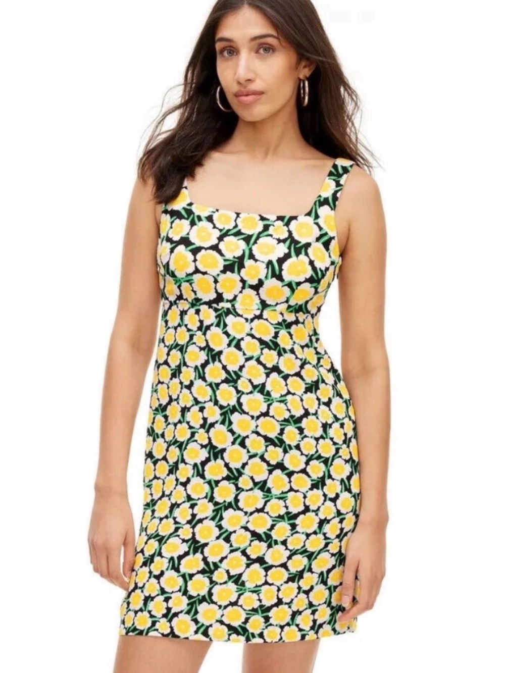 Diane Von Furstenberg x Target Black & Yellow Floral Square-Neck Mini Dress